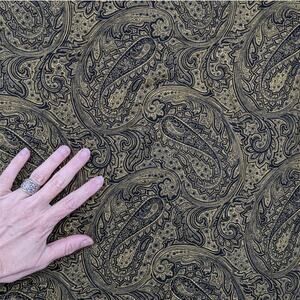 5 Yards Vintage MICHAEL MILLER FABRIC "Sophisticated Paisley" Gold Black Cotton